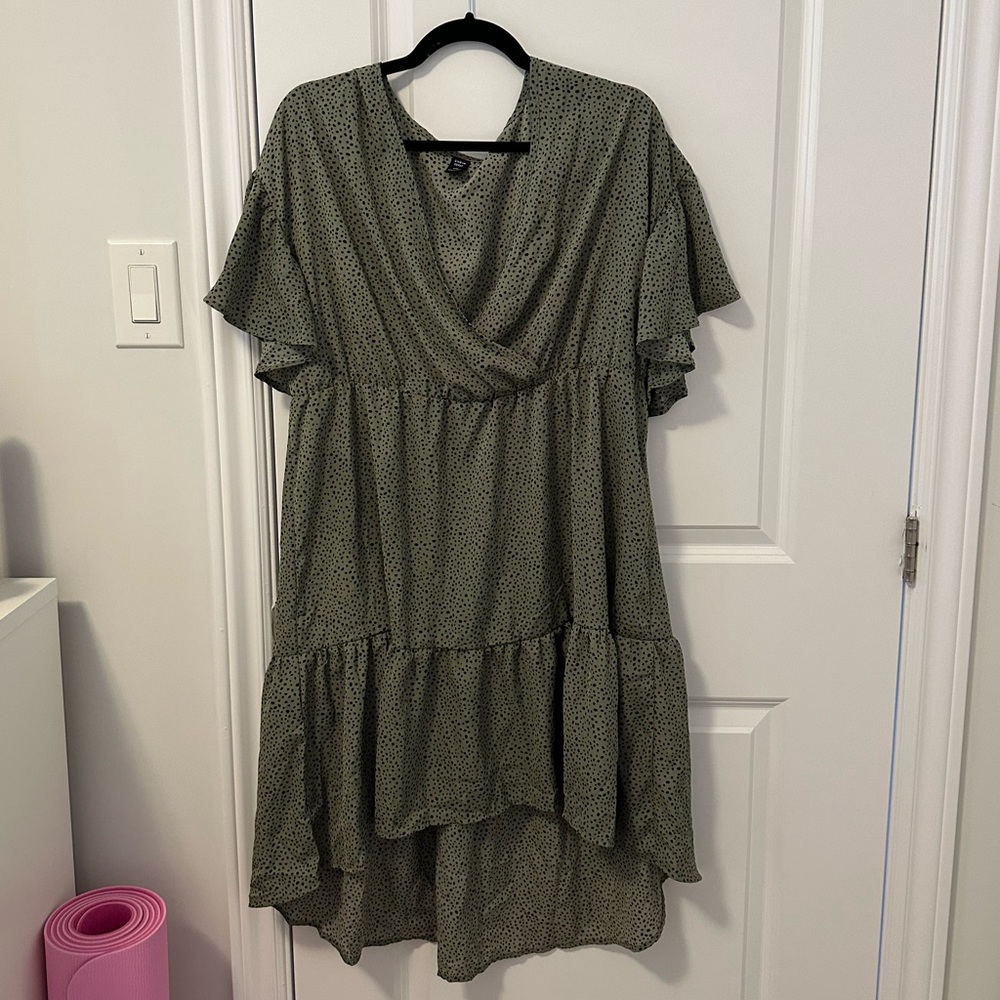 High-Low Green Dot Print Dress!